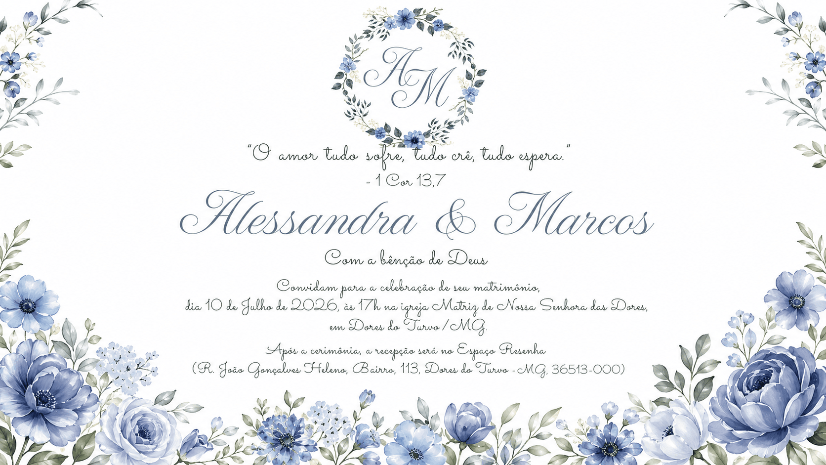 Convite do casamento de Alessandra e Marcos.