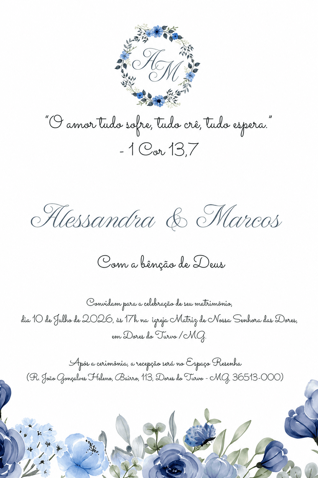 Convite do casamento de Alessandra e Marcos.
